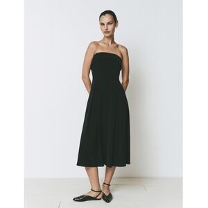 485. RUE SOPHIE Belle Strapless Black Midi Tea Dress $218 EUC Small